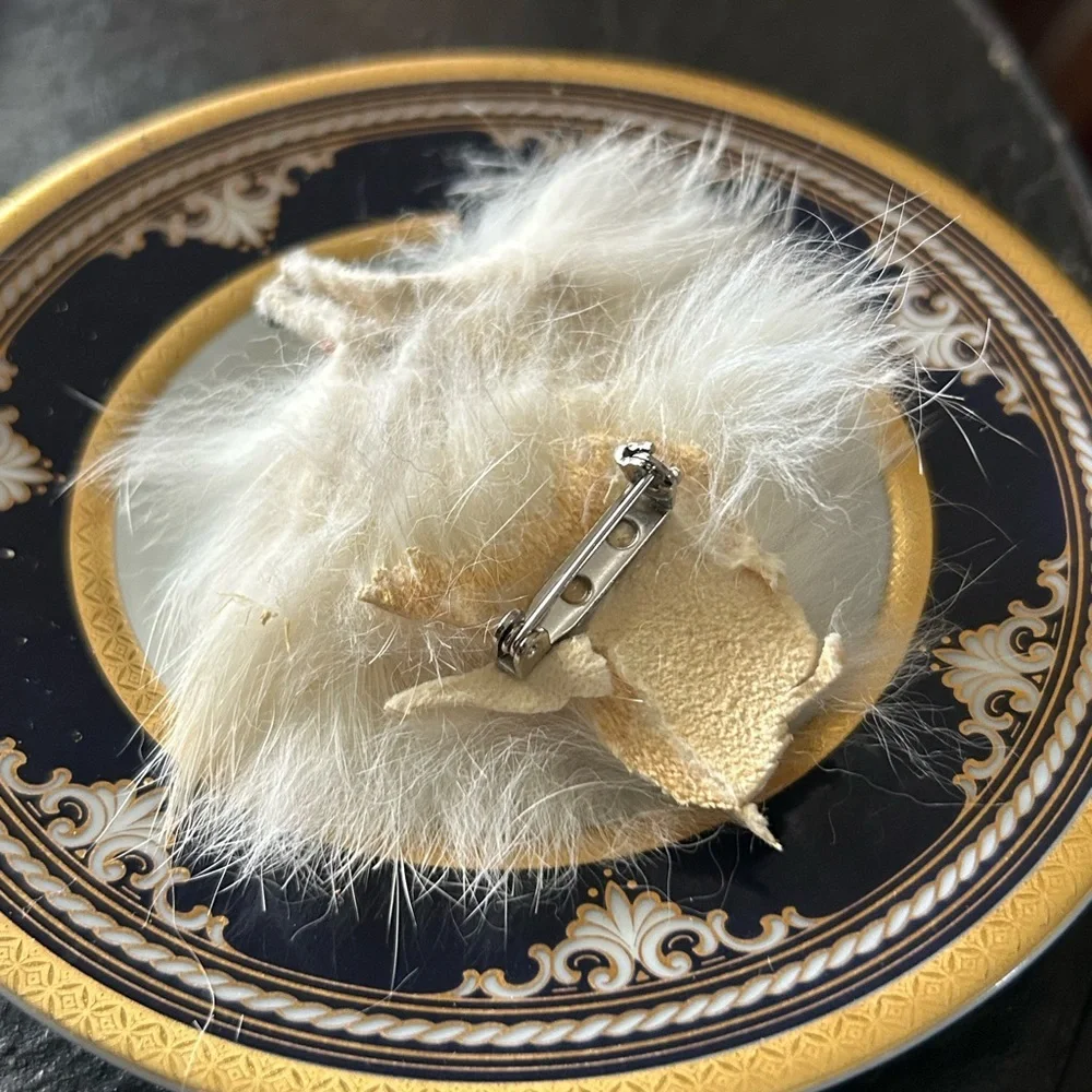 Vintage Rabbit Fur Dog Brooch